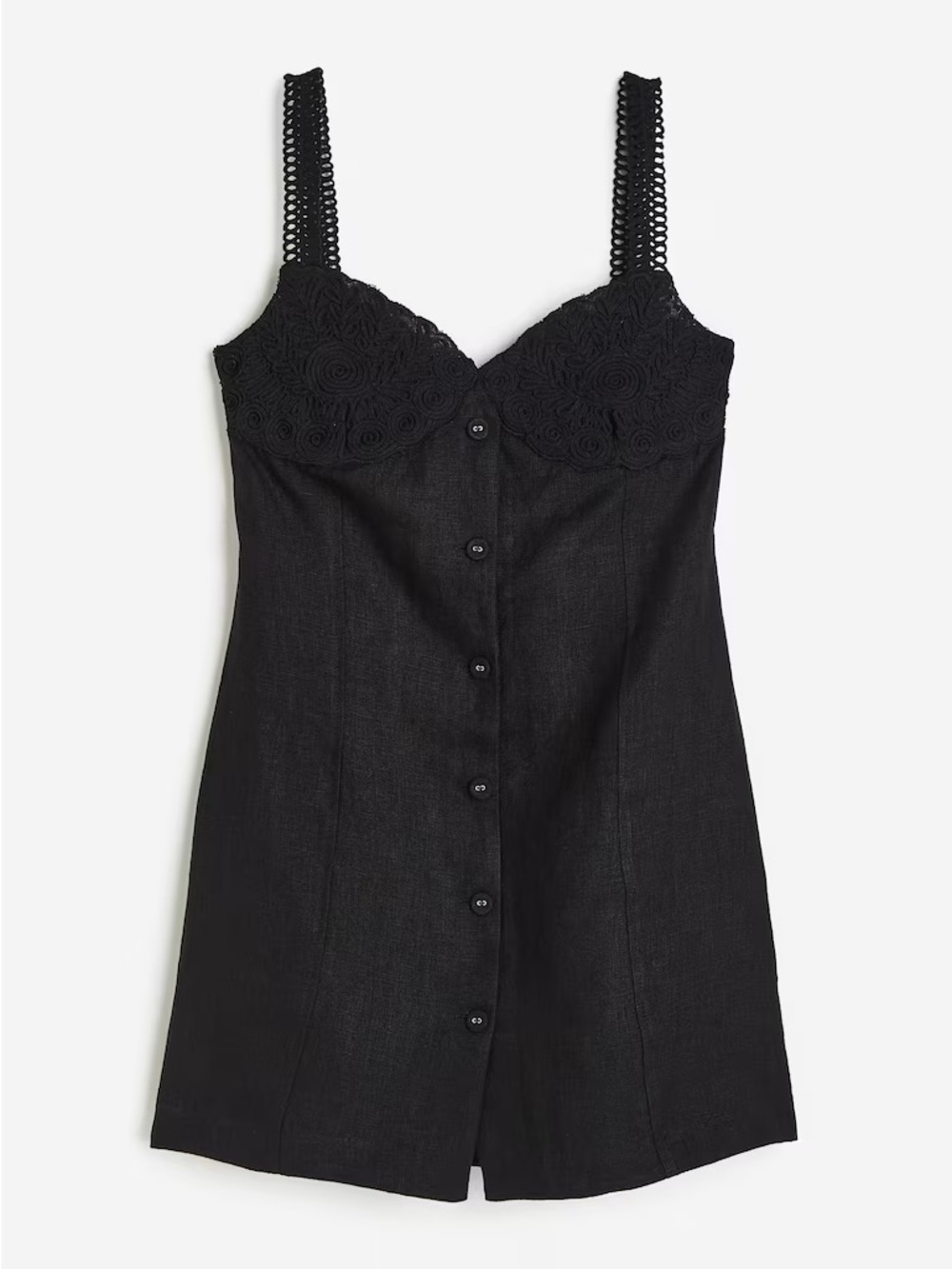H&M APPLIQUÉD LINEN MINI DRESS - Picture 1 of 3